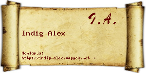 Indig Alex névjegykártya